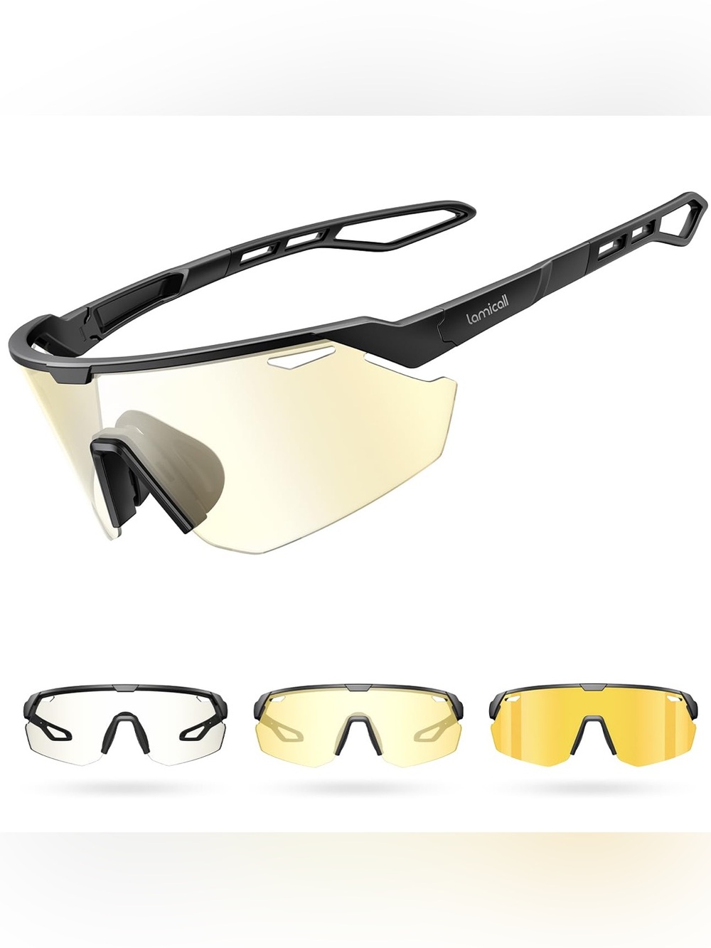 Black Yellow-Tint Sports VR/AR Protective Glasses